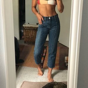 Levi’s tapered, cropped, mid-rise jeans